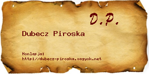 Dubecz Piroska névjegykártya